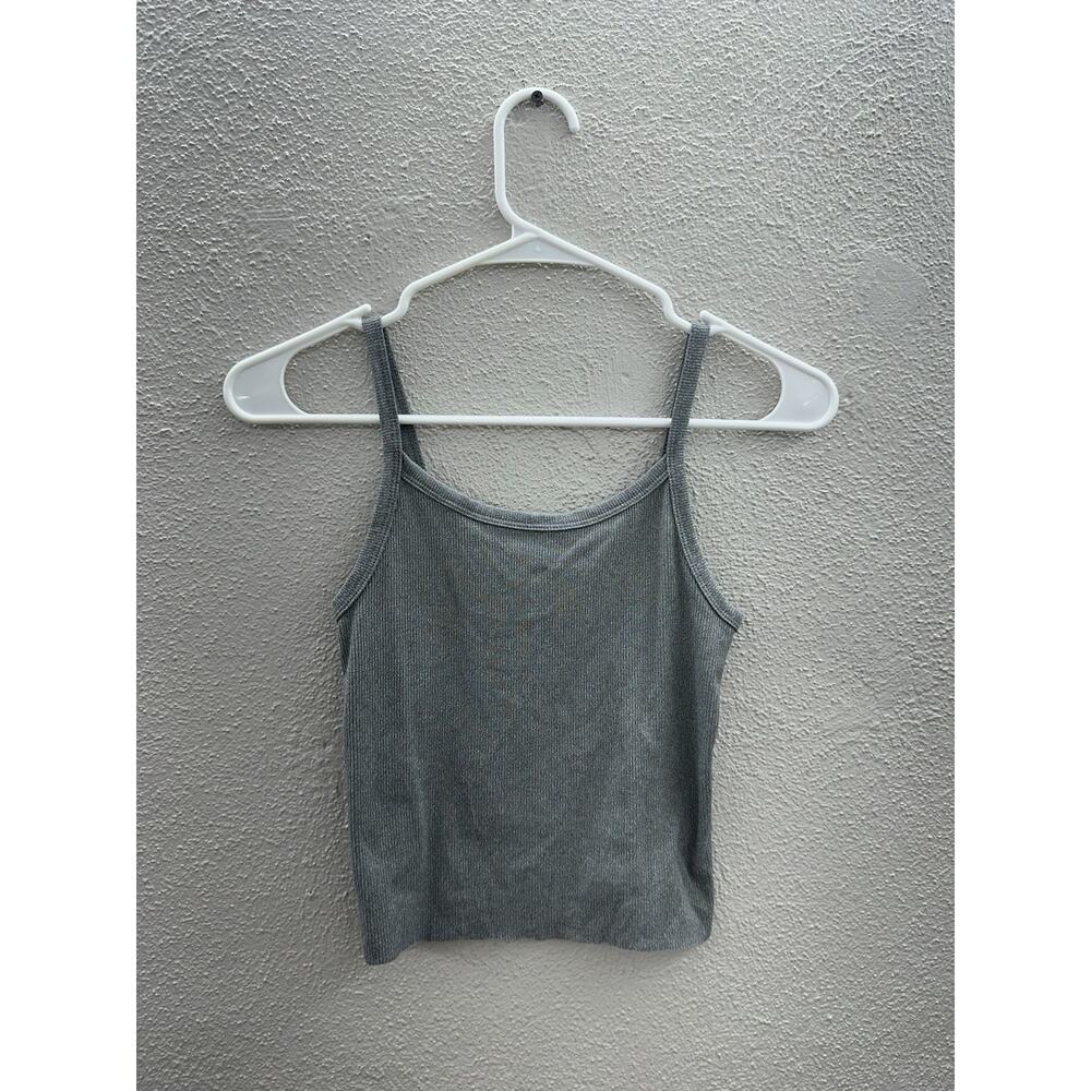 No Boundaries Womens Tank Top Size XS Gray Ribbed Cropped